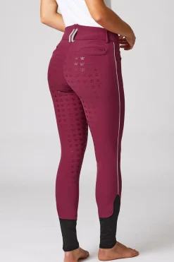 Helforsterkede ridebukser med kontrastbånd og høyt liv, dame