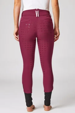 Helforsterkede ridebukser med kontrastbånd og høyt liv, dame