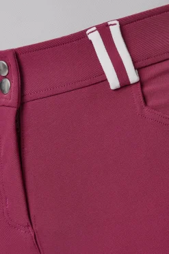 Helforsterkede ridebukser med kontrastbånd og høyt liv, dame