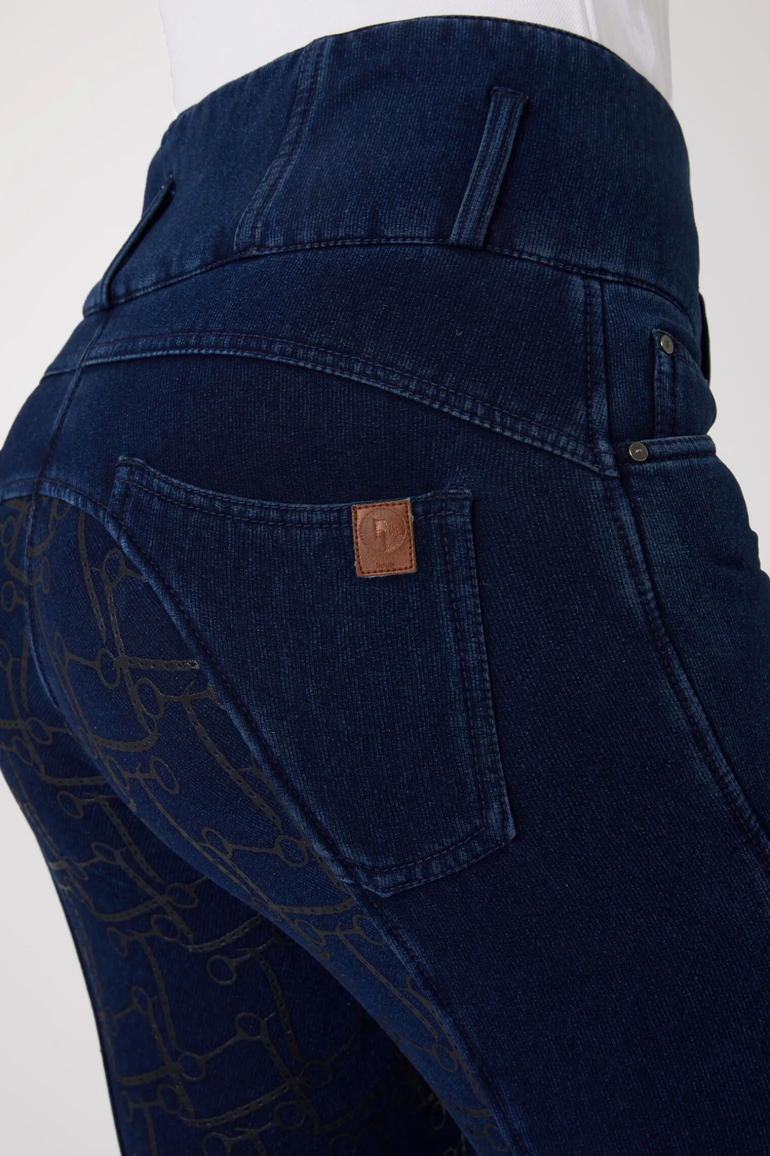 Horze Kacy helforsterket denim thermo ridebukse, dame